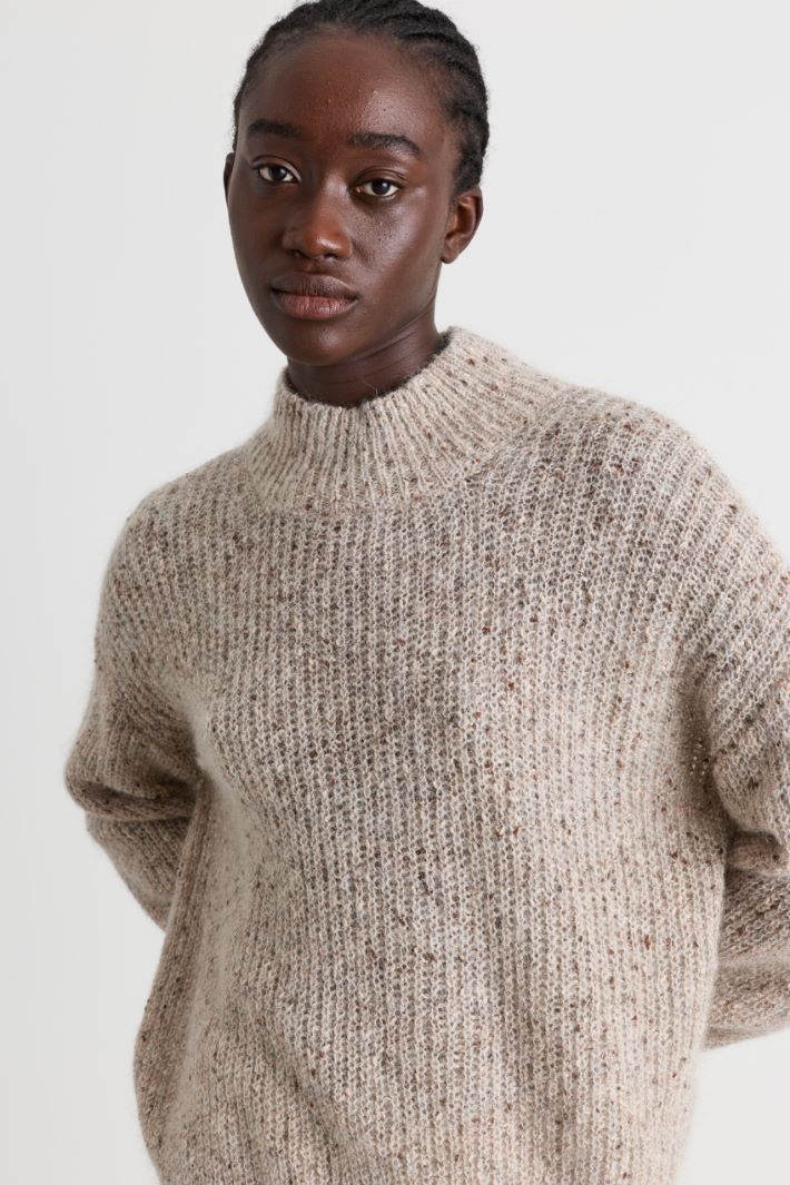 Maglia in filato bottonato - BEIGE - Intrend - 3