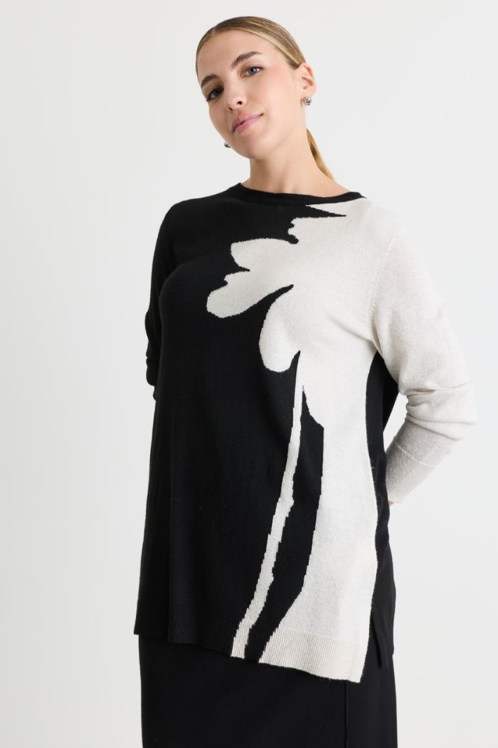Maglia con intarsio - NERO BIANCO - Intrend - 2