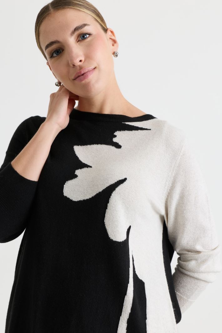 Maglia con intarsio - NERO BIANCO - Intrend - 3