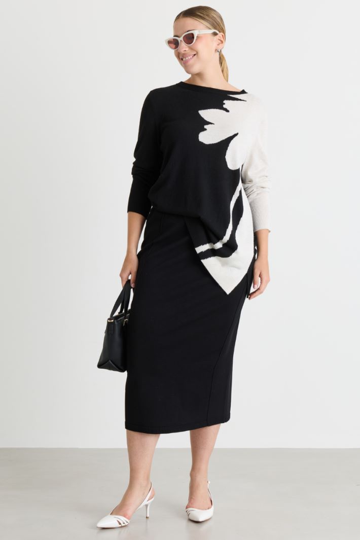 Maglia con intarsio - NERO BIANCO - Intrend
