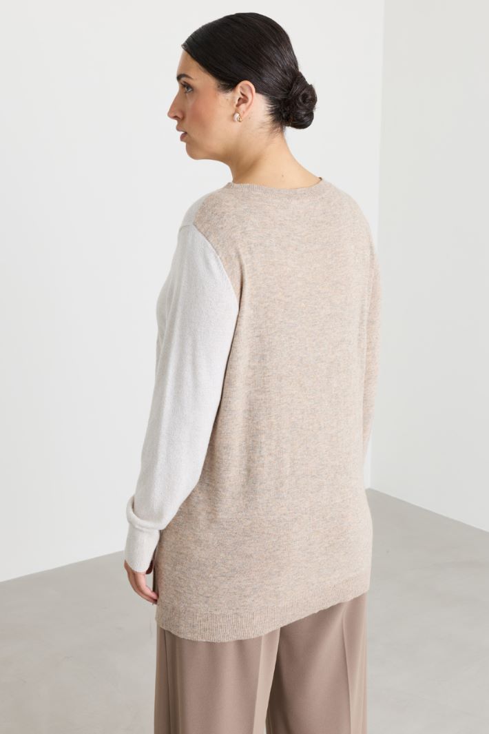 Intarsia-knit jumper - CAMEL WHITE - Intrend - 4