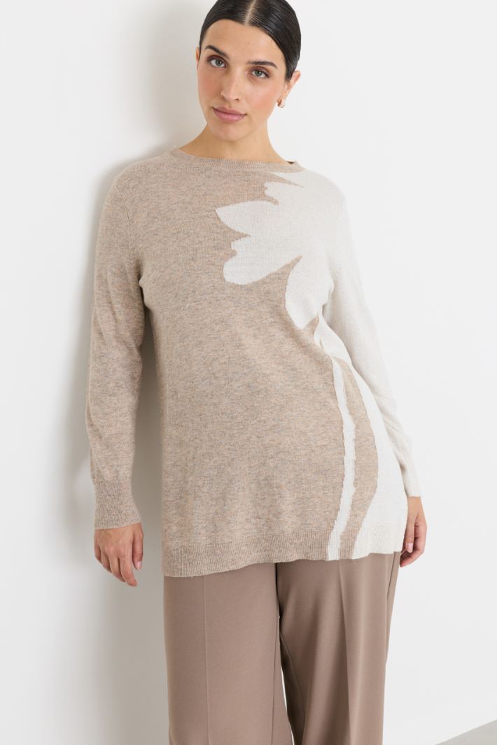 Intarsia-knit jumper - CAMEL WHITE - Intrend - 2
