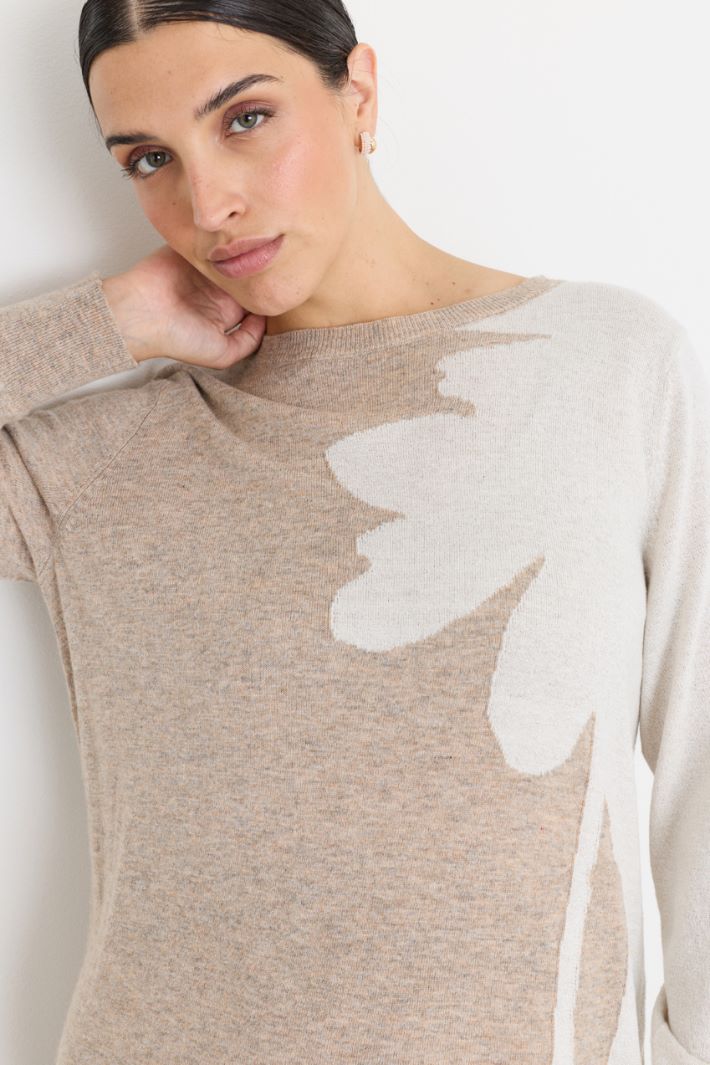 Intarsia-knit jumper - CAMEL WHITE - Intrend - 3