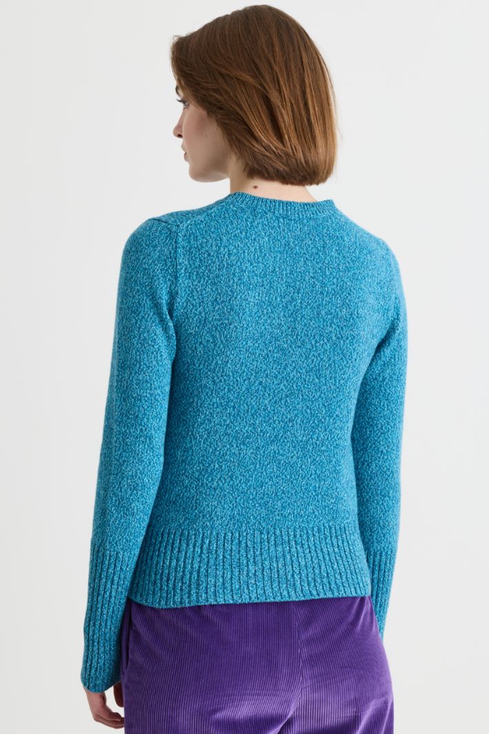 Maglia aderente con dettagli a coste - AZZURRO - Intrend - 4