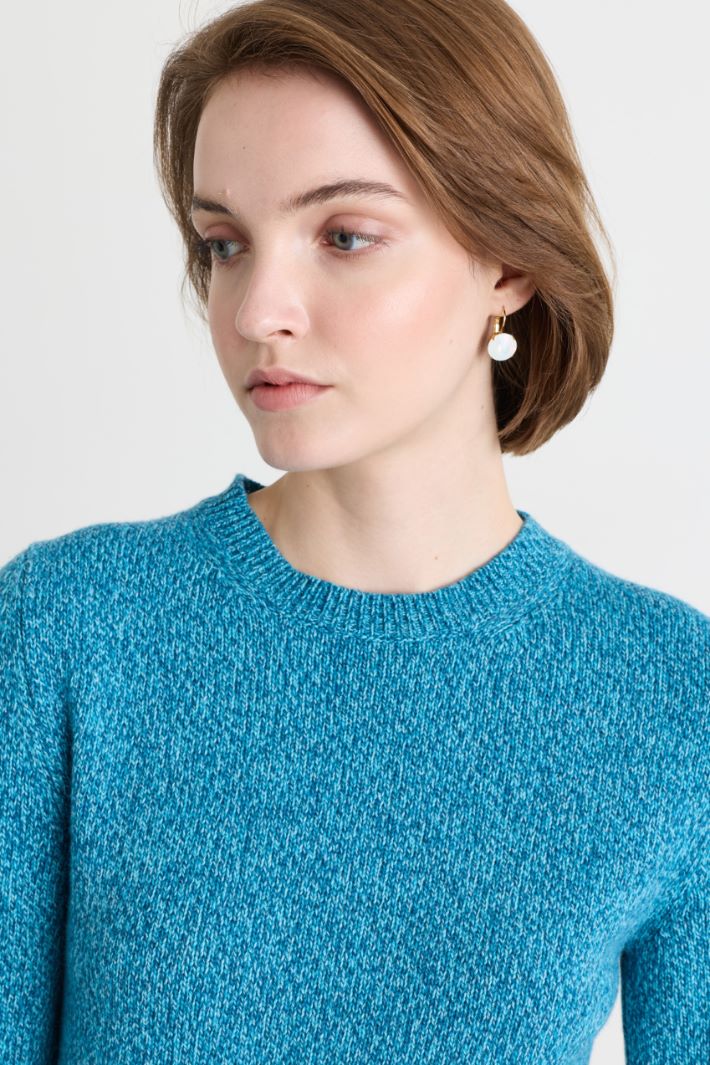 Maglia aderente con dettagli a coste - AZZURRO - Intrend - 3