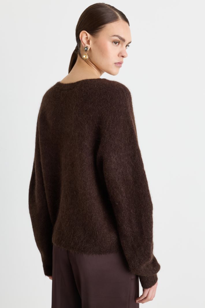 Boxy crew-neck jumper - BROWN - Intrend - 4