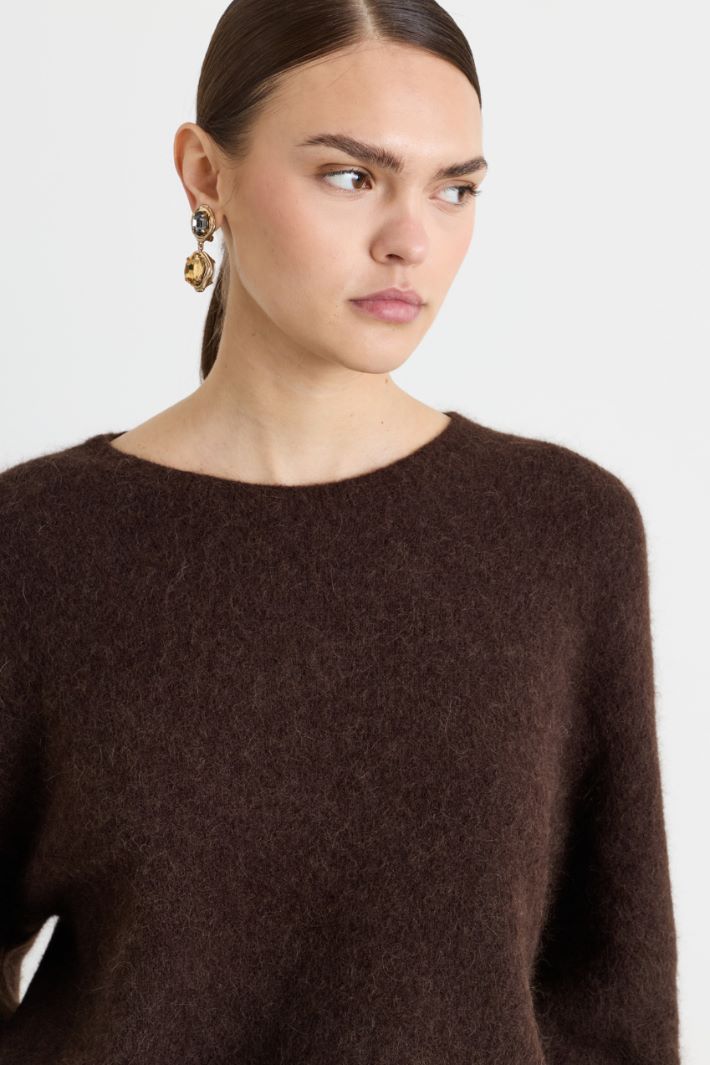 Boxy crew-neck jumper - BROWN - Intrend - 3