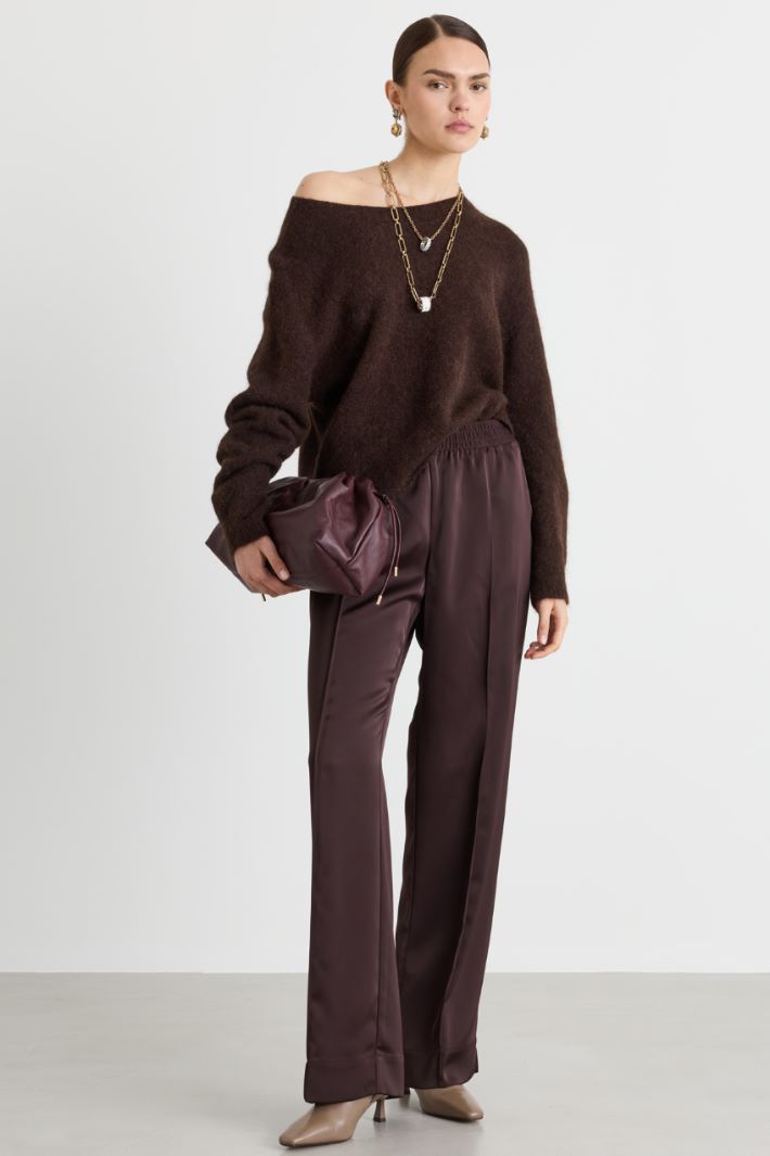 Boxy crew-neck jumper - BROWN - Intrend