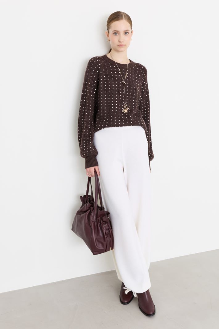 Rhinestone Jumper - BROWN - Intrend