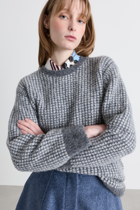 Maglia boxy in alpaca jacquard