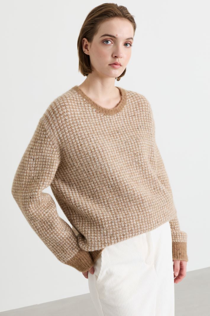 Boxy jacquard jumper - CAMEL - Intrend - 2