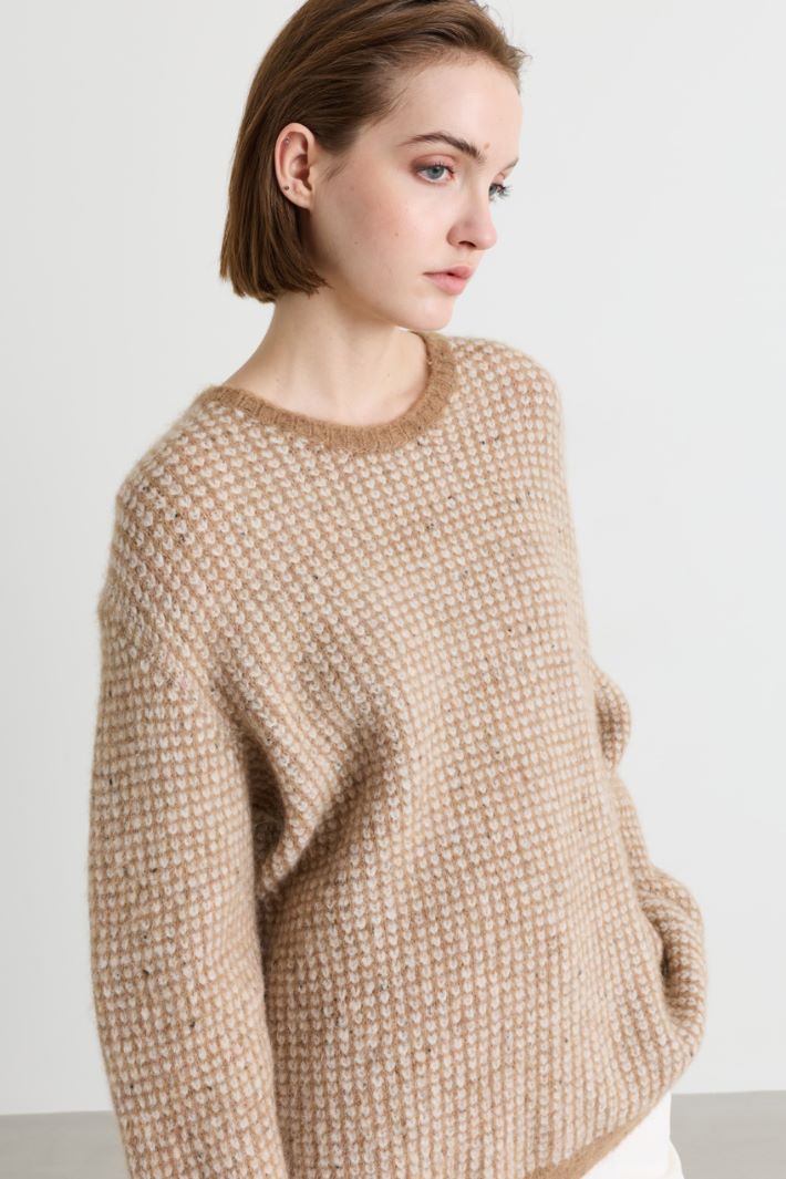 Boxy jacquard jumper - CAMEL - Intrend - 3
