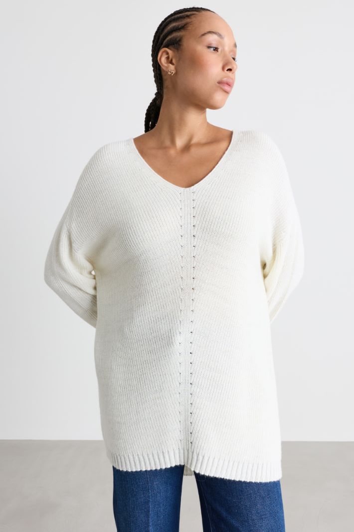 Pull oversize côtelé - BLANC - Intrend - 2