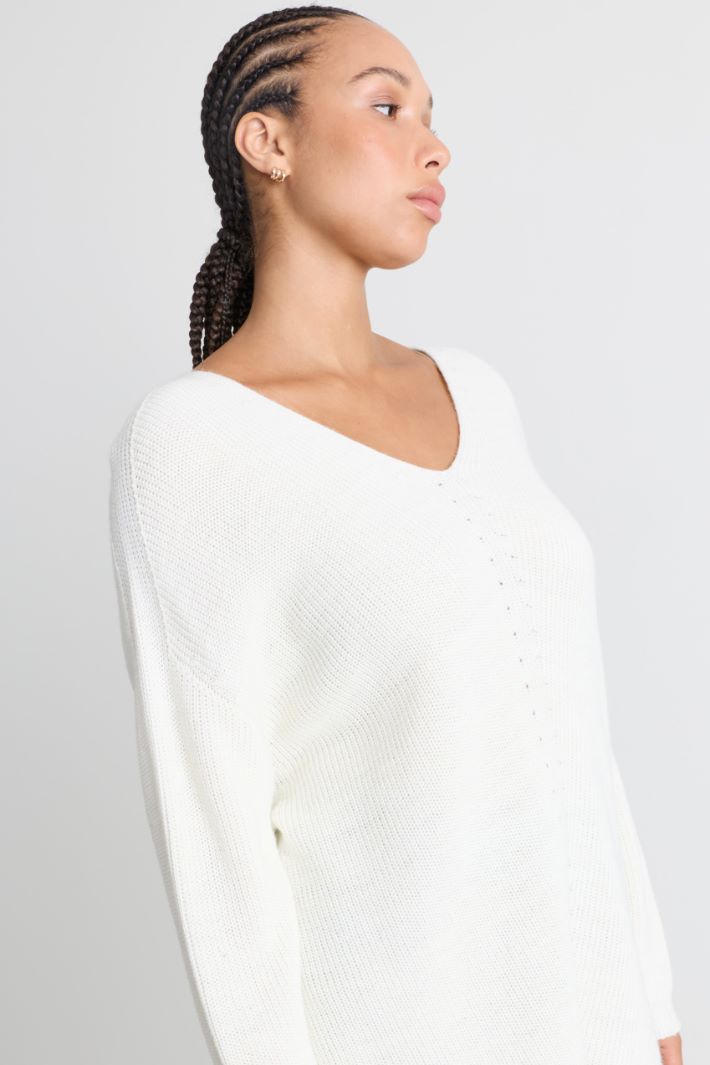 Pull oversize côtelé - BLANC - Intrend - 3