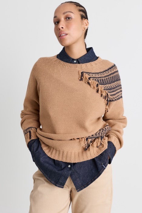 Fringed jacquard jumper - Intrend