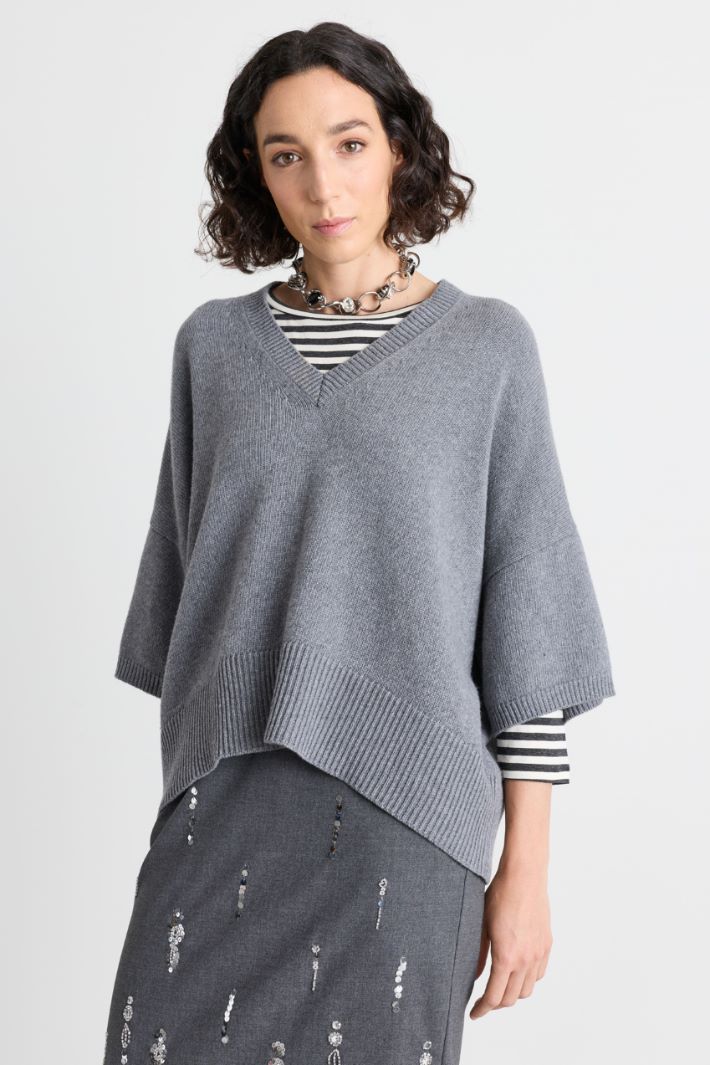 Oversized Jumper with Dropped Shoulders - GREY - Intrend - 2