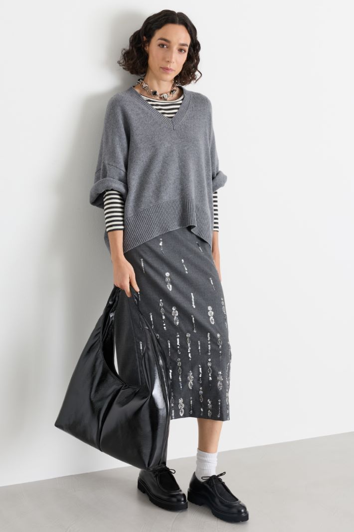 Oversized Jumper with Dropped Shoulders - GREY - Intrend