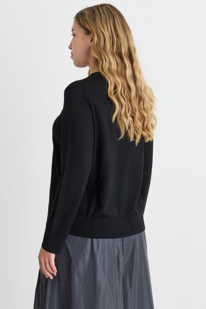Jumper with ribbed trims - BLACK - Intrend - 4