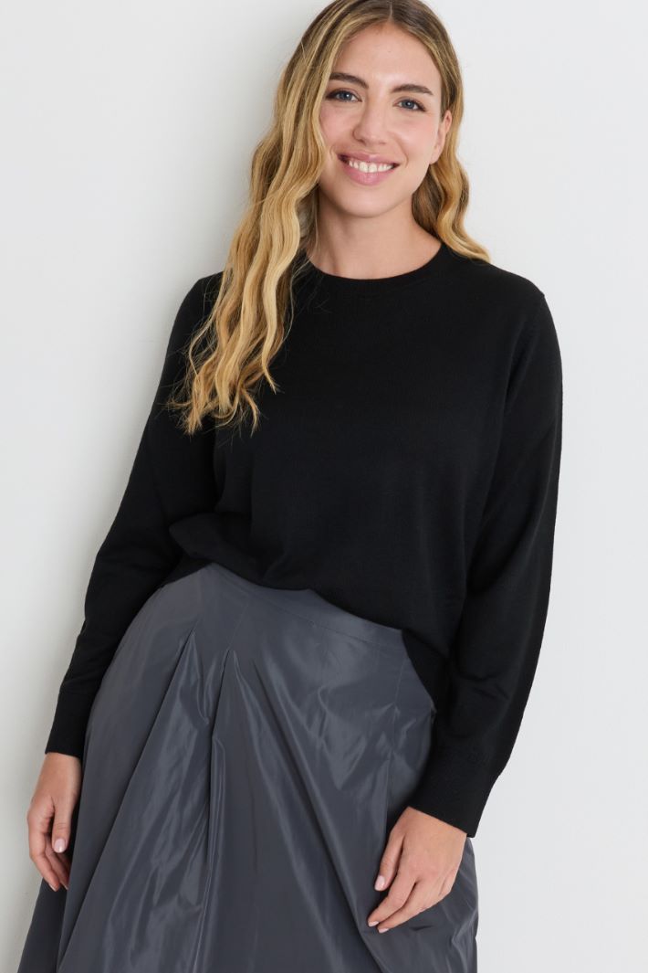 Jumper with ribbed trims - BLACK - Intrend - 2