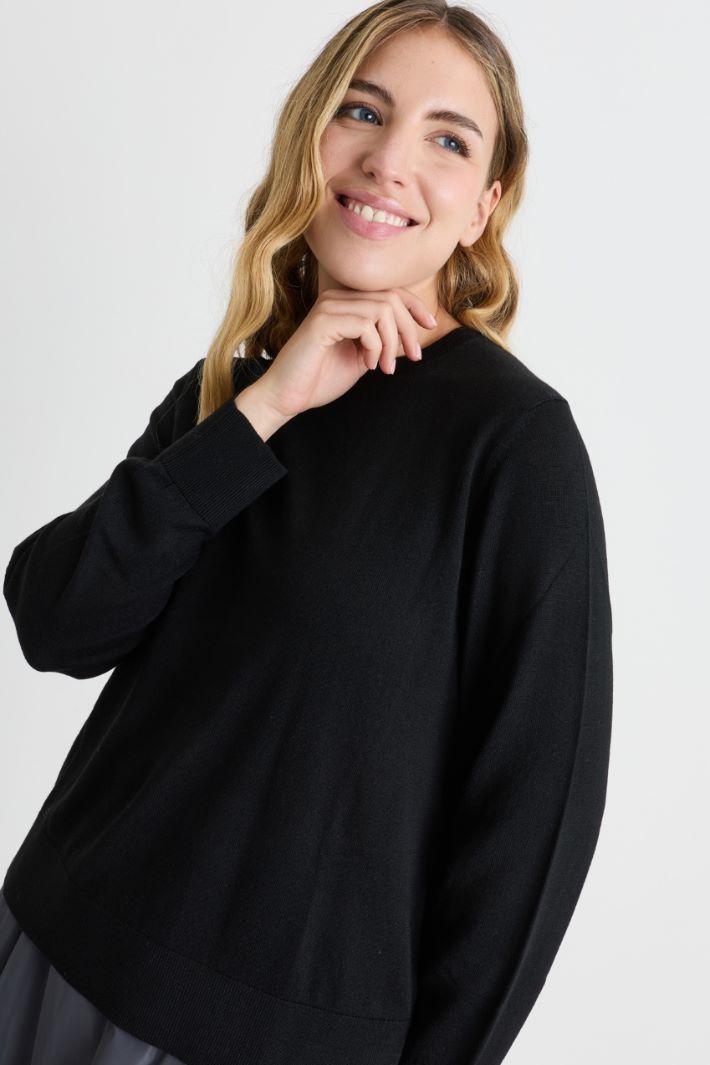 Jumper with ribbed trims - BLACK - Intrend - 3