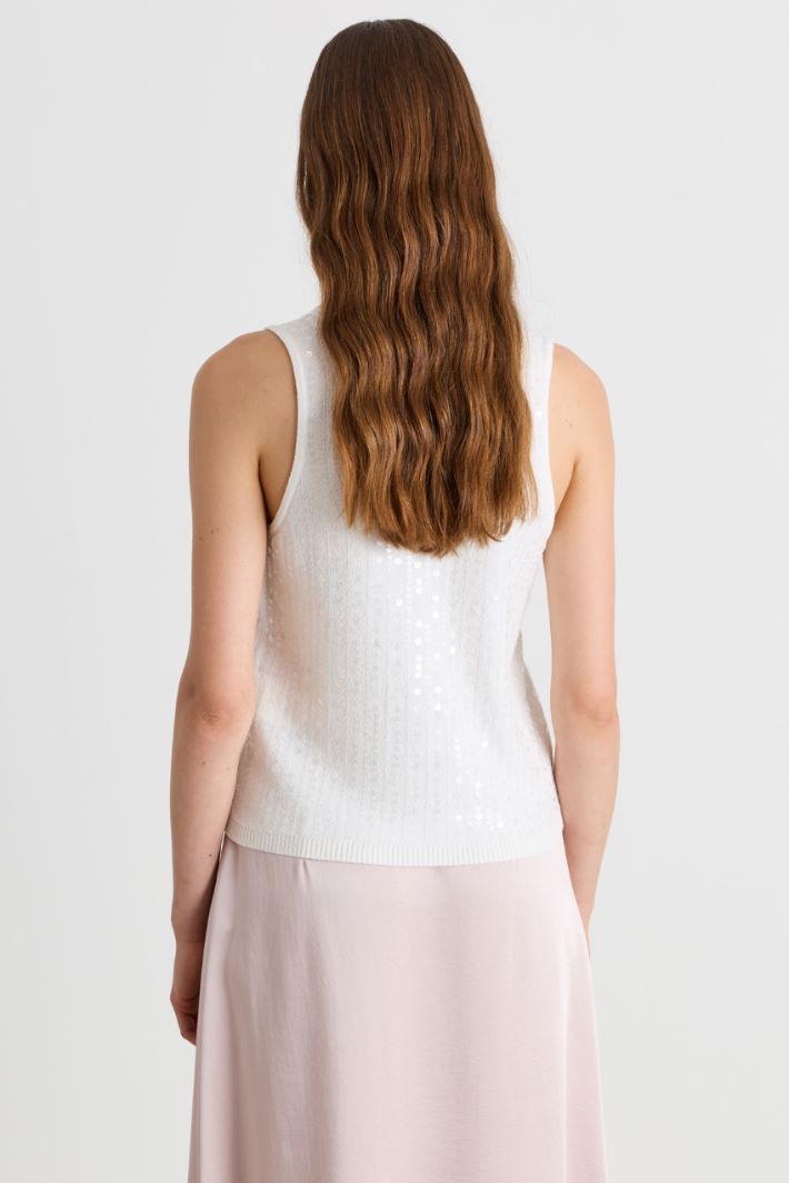 Top smanicato con paillette - BIANCO - Intrend - 4
