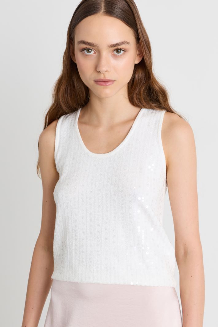 Top smanicato con paillette - BIANCO - Intrend - 3