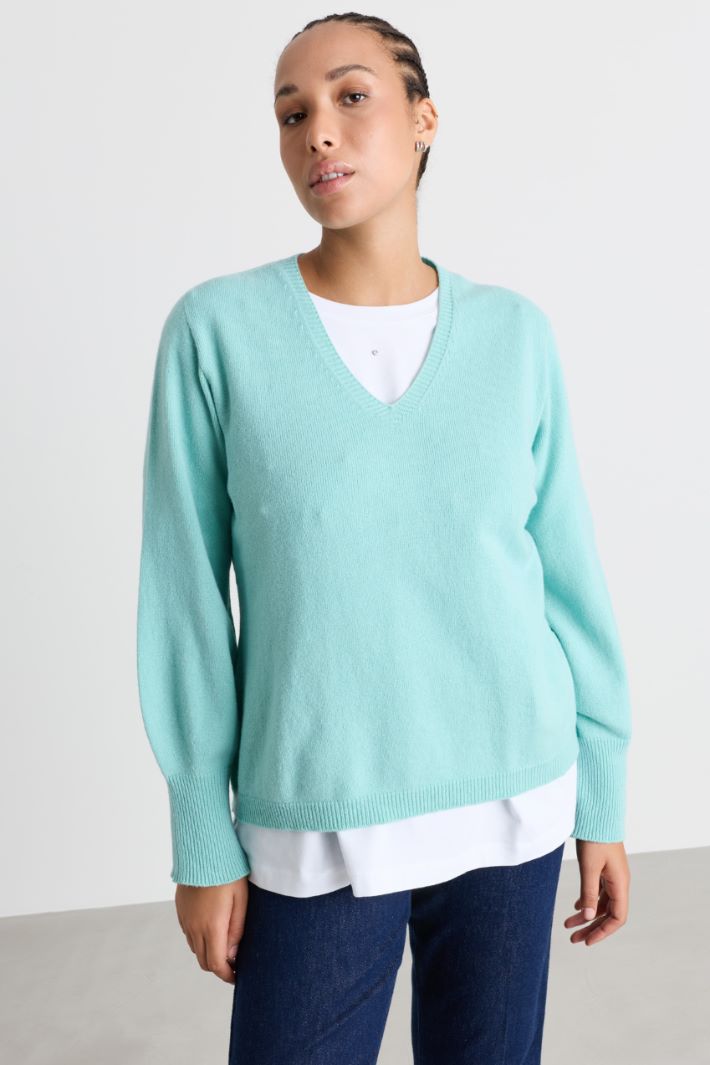 Maglia con maniche balloon - VERDE - Intrend - 2