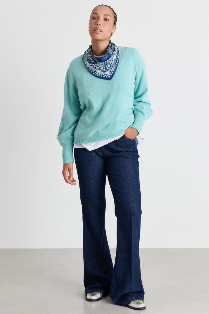 Maglia con maniche balloon - VERDE - Intrend