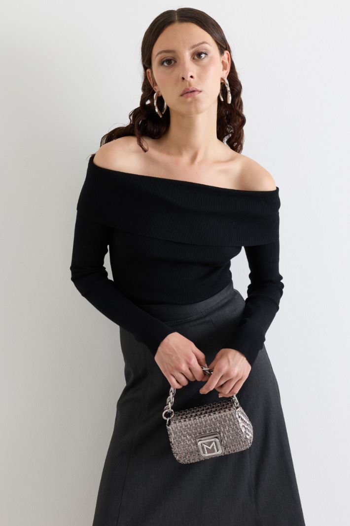 Maglia off-shoulder - NERO - Intrend - 2