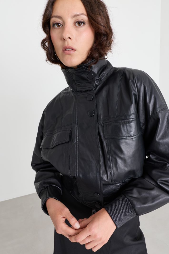 Padded bomber jacket - BLACK - Intrend - 3