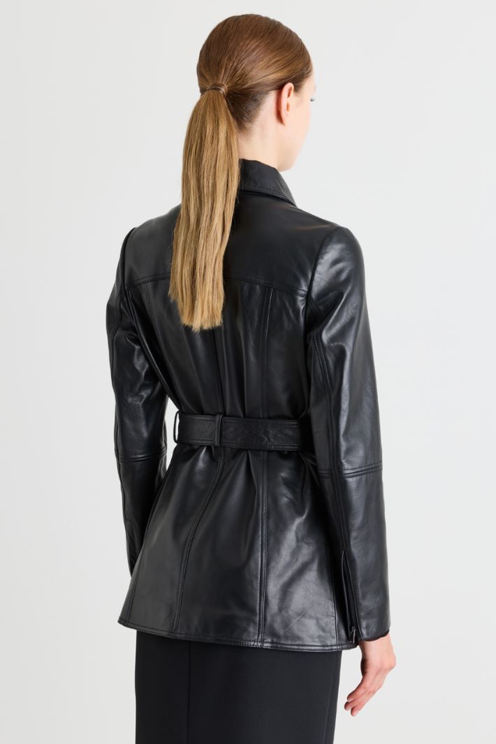 Belted jacket - BLACK - Intrend - 4