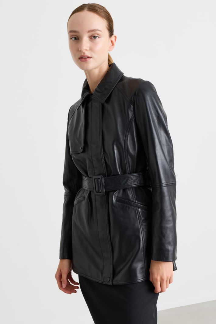 Belted jacket - BLACK - Intrend - 2