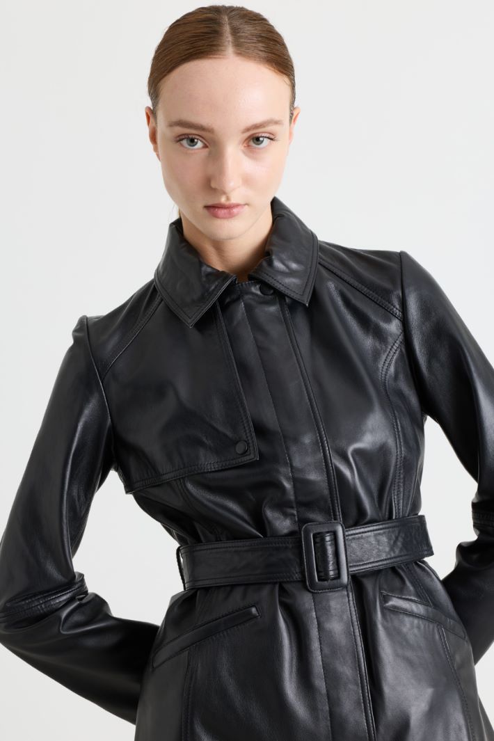 Belted jacket - BLACK - Intrend - 3