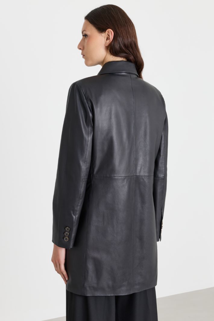 Padded leather coat - BLACK - Intrend - 4