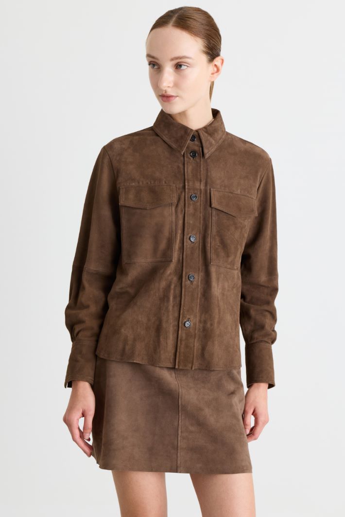 Suede Pocket Shirt - BROWN - Intrend - 2