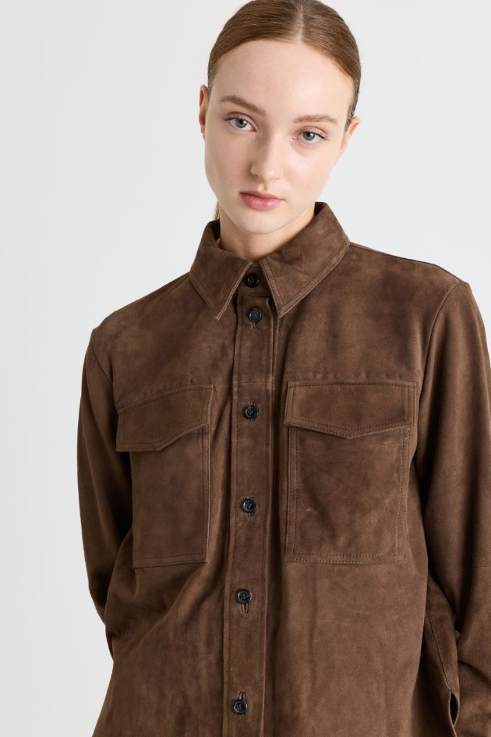 Suede Pocket Shirt - BROWN - Intrend - 3