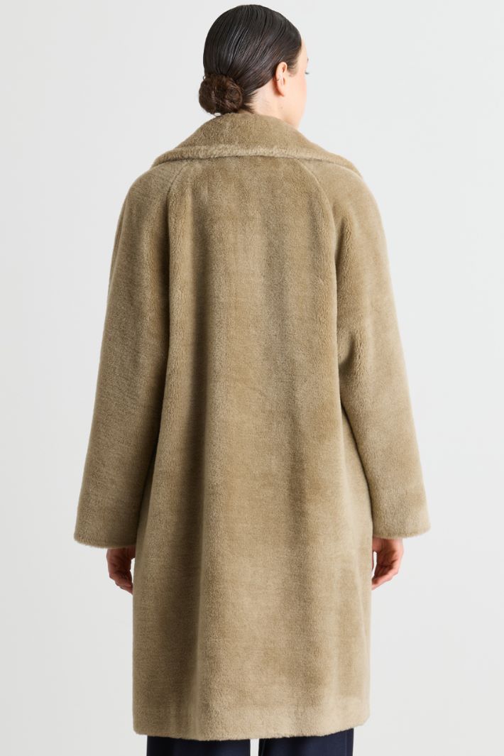 Cappotto doppiopetto in tessuto morbido e caldo - VERDE - Intrend - 4