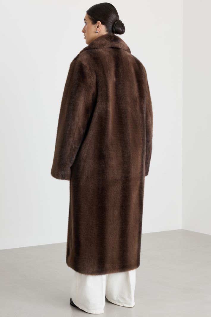 Cappotto lungo in tessuto morbido e caldo - MARRONE - Intrend - 4