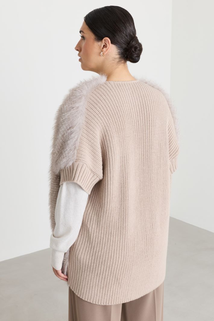 Cappa in maglia e tessuto morbido - BEIGE - Intrend - 4