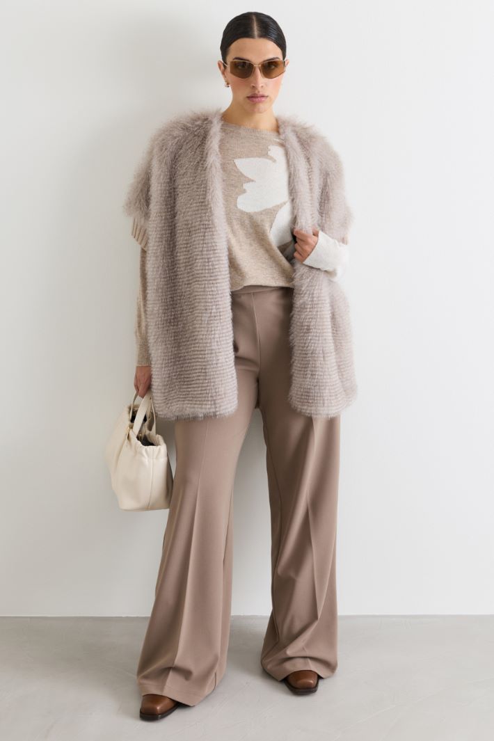 Cappa in maglia e tessuto morbido - BEIGE - Intrend