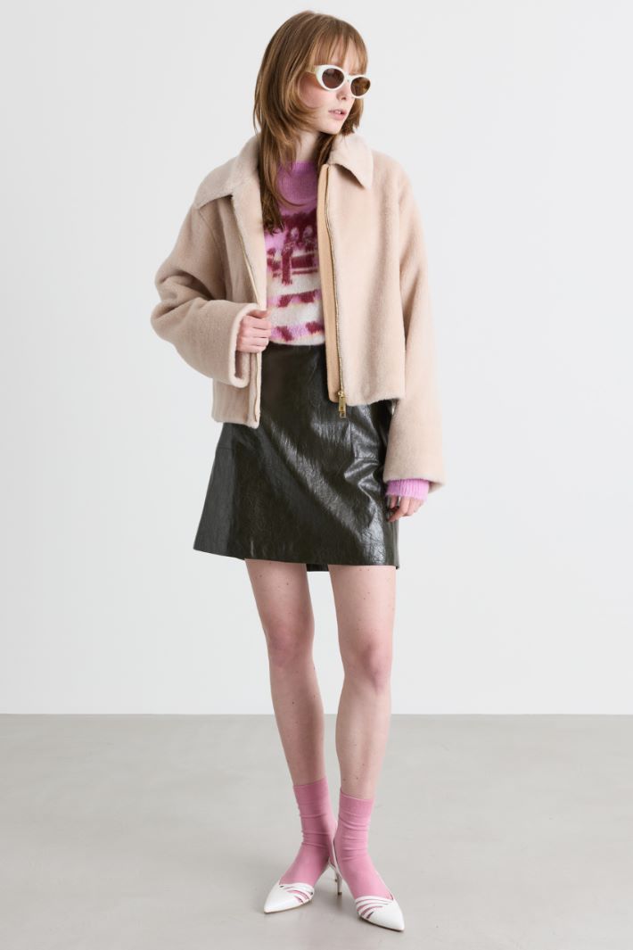 Soft-Touch Wool Jacket - BEIGE - Intrend