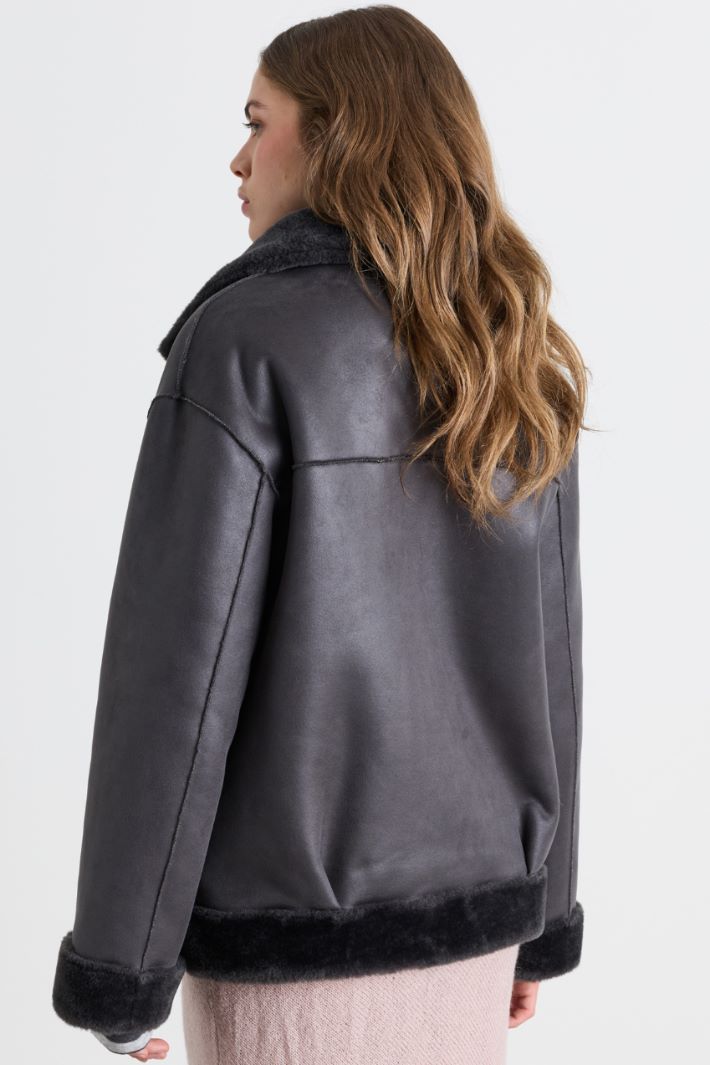 Reversible jersey jacket - BLACK - Intrend - 4