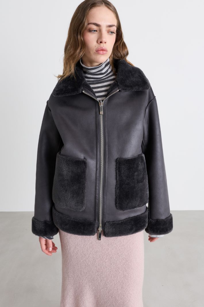 Reversible jersey jacket - BLACK - Intrend - 2
