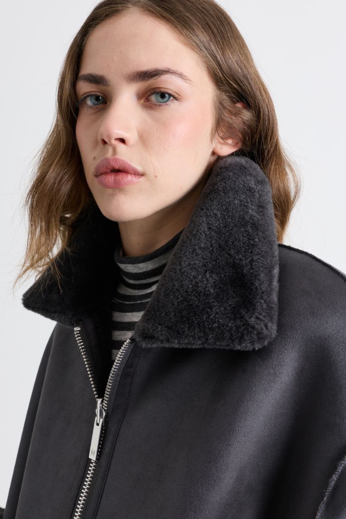 Reversible jersey jacket - BLACK - Intrend - 3