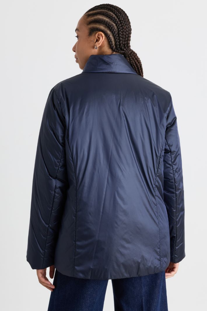 Padded jacket in water-repellent iridescent canvas - BLUE - Intrend - 4