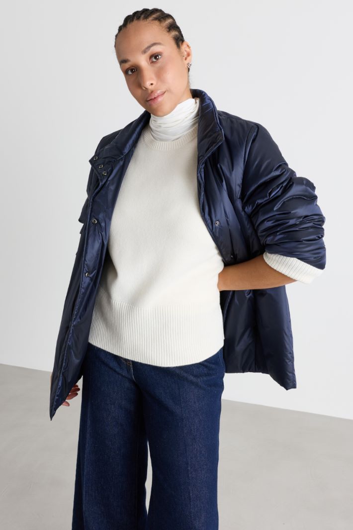 Padded jacket in water-repellent iridescent canvas - BLUE - Intrend - 2
