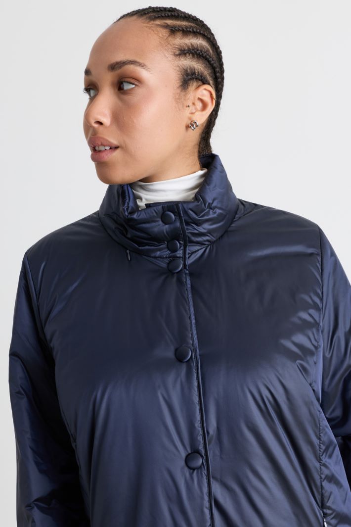 Padded jacket in water-repellent iridescent canvas - BLUE - Intrend - 3