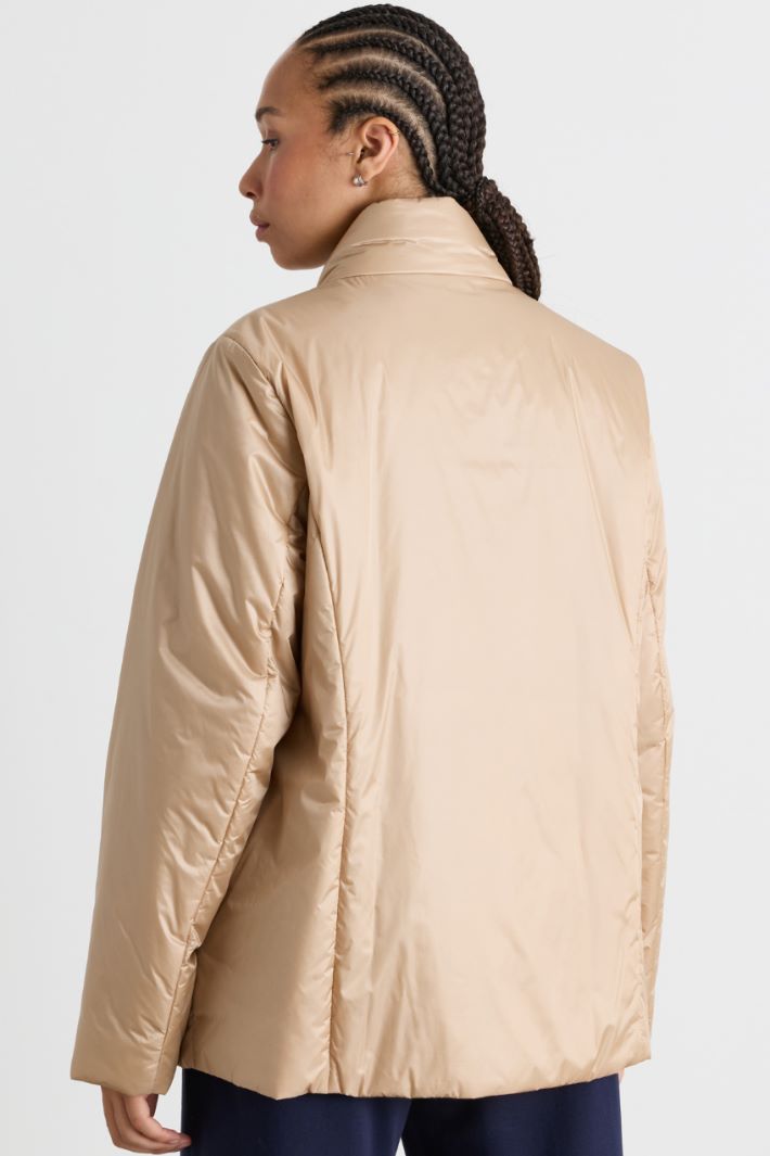 Padded jacket in water-repellent iridescent canvas - CAMEL - Intrend - 4