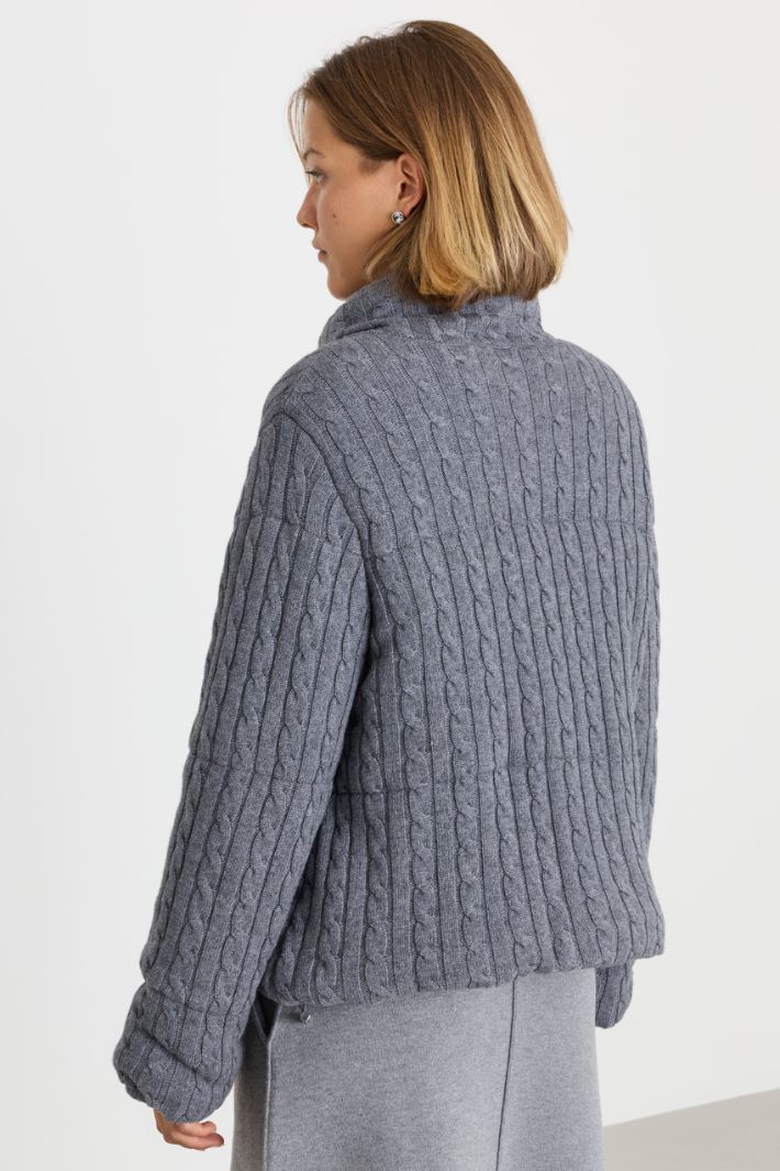 Cable-knit padded jacket - GREY - Intrend - 4