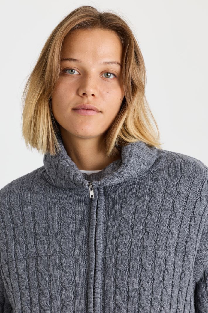 Cable-knit padded jacket - GREY - Intrend - 3